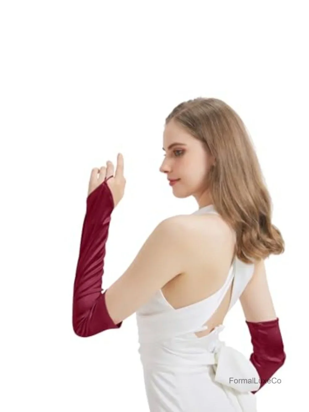 Satin Fingerless Long Gloves for Women Thumb Hole Costume Gloves